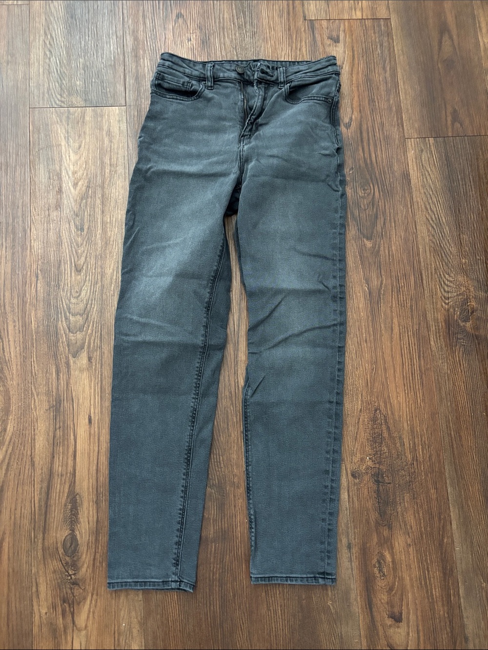 American Eagle Outfitters Women's Faded Black Straight Leg Jeans